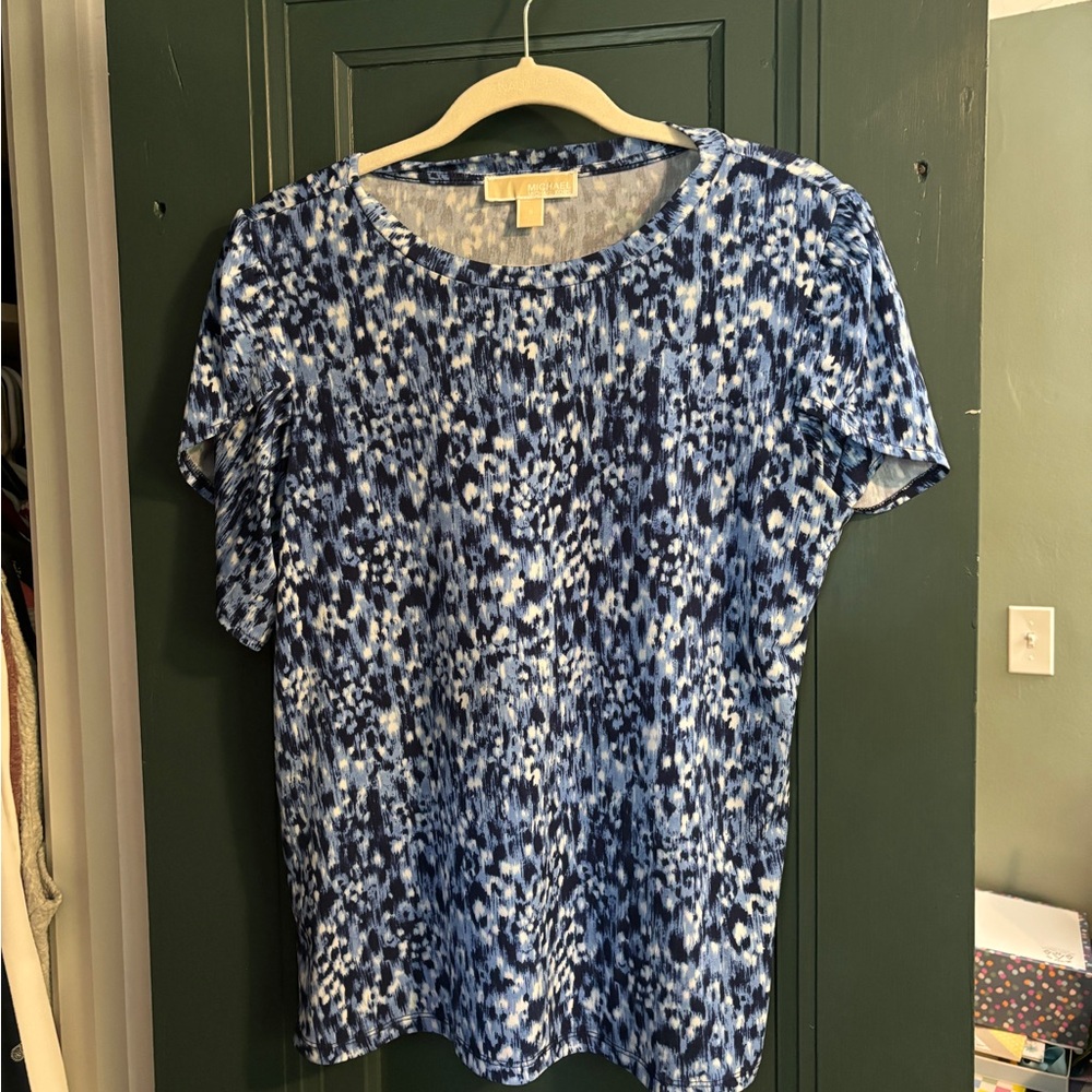 Michael Kors Blue Patterned Dress Top